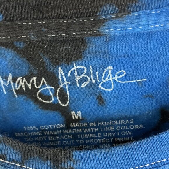Mary J. Blige Shirt Adult Medium Blue Tie Dye Rap Tee Rapper Music Song Titles - Picture 3 of 4